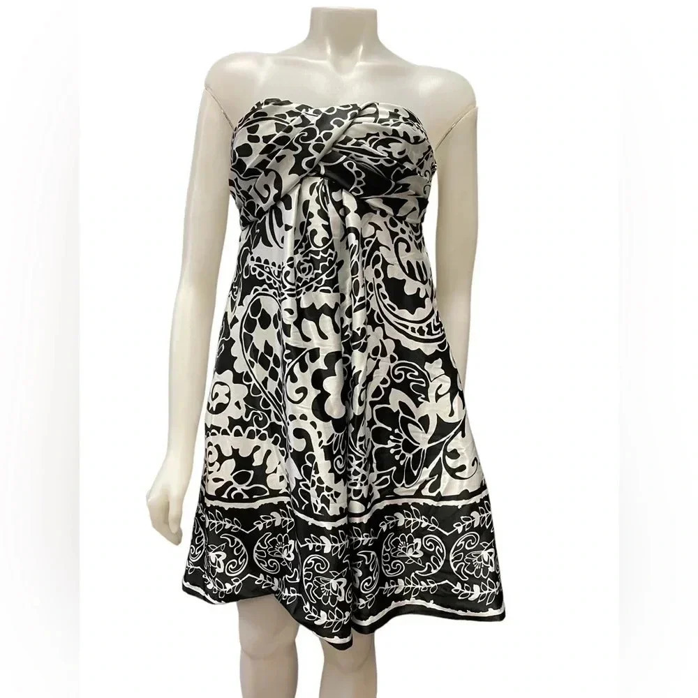 XSCAPE Strapless Black and White Dress Size 10
